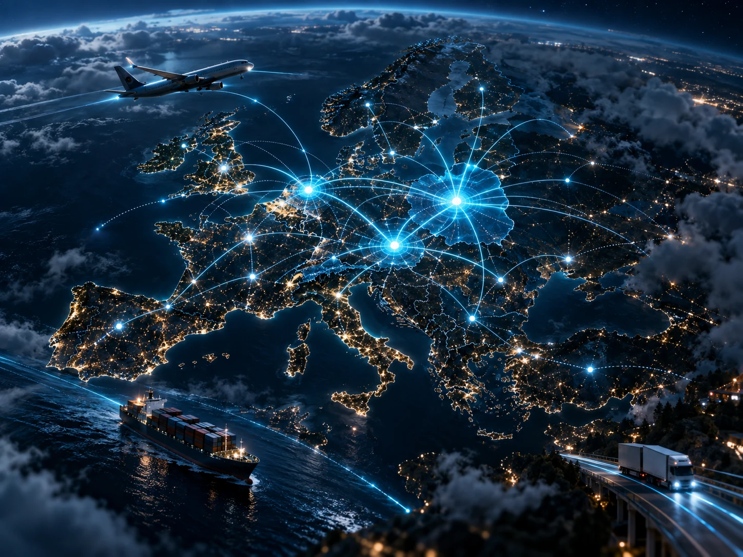 Europejska sieć logistyczna B2B z trasami transportowymi